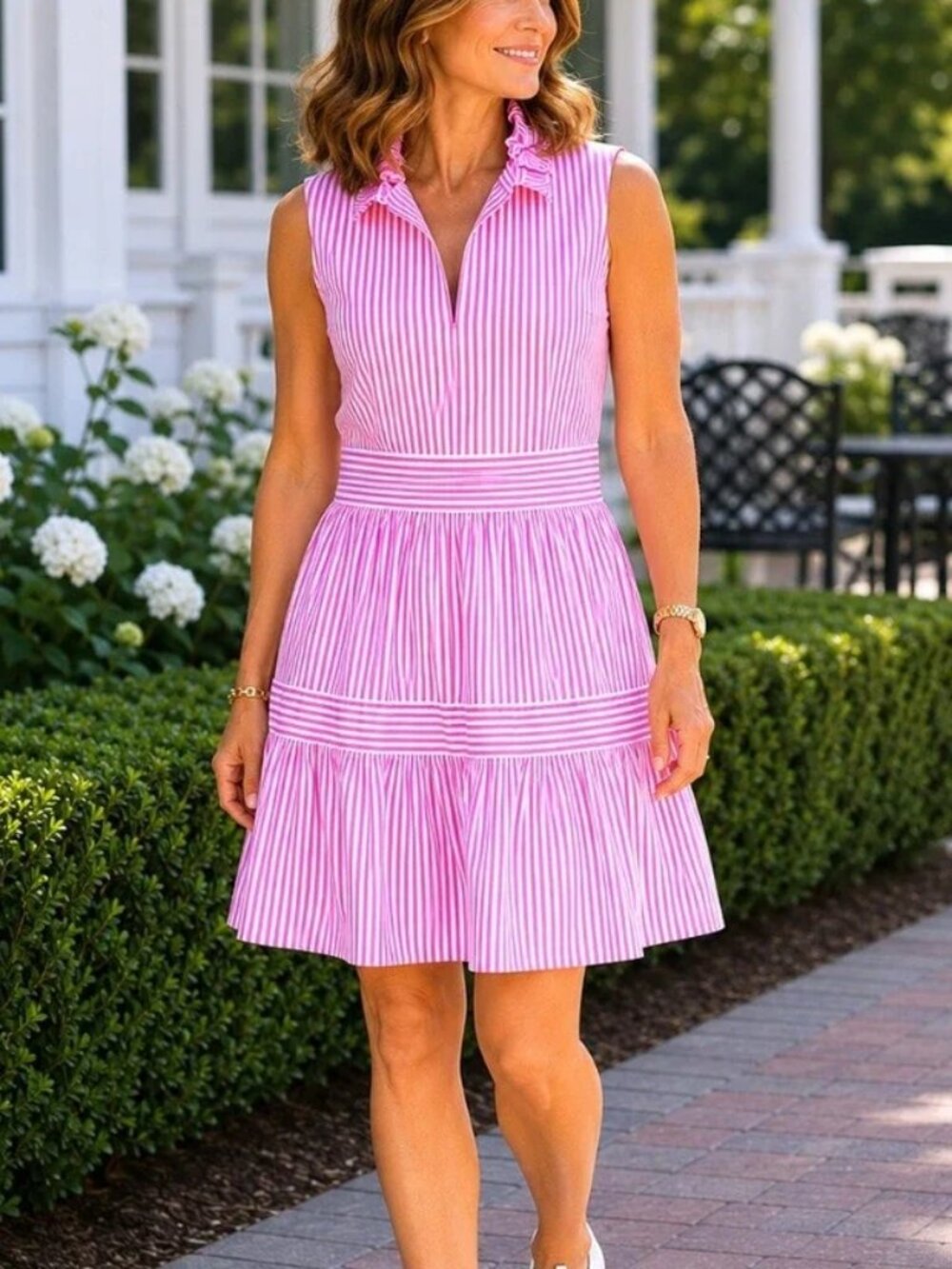Gretchen Scott Striped Hope Wash and Wear Dress S